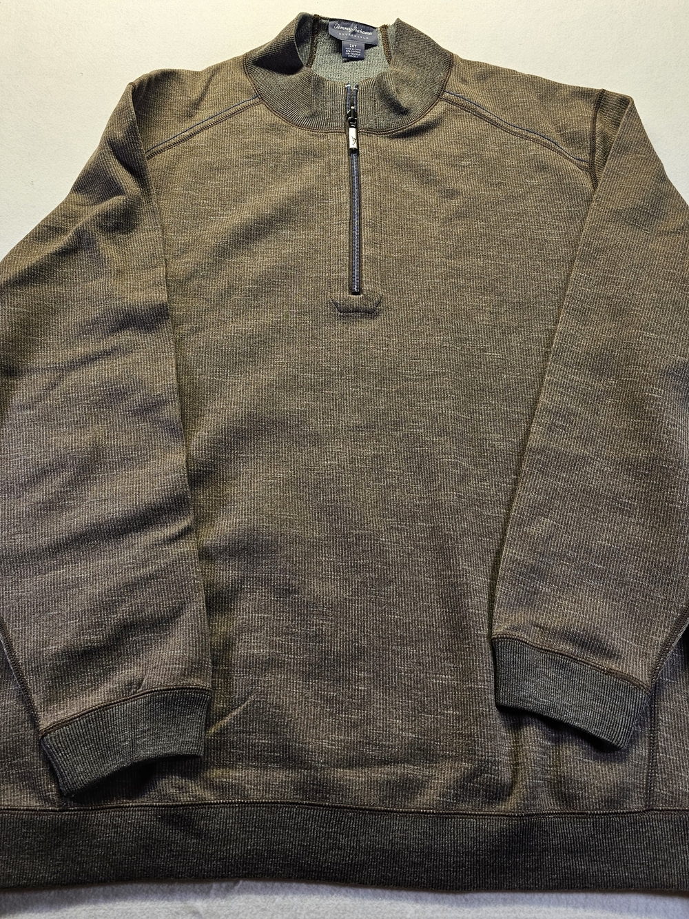 Tommy Bahama Reversible 1/4 Zip Sweater. Brown And Gray Size 2XT